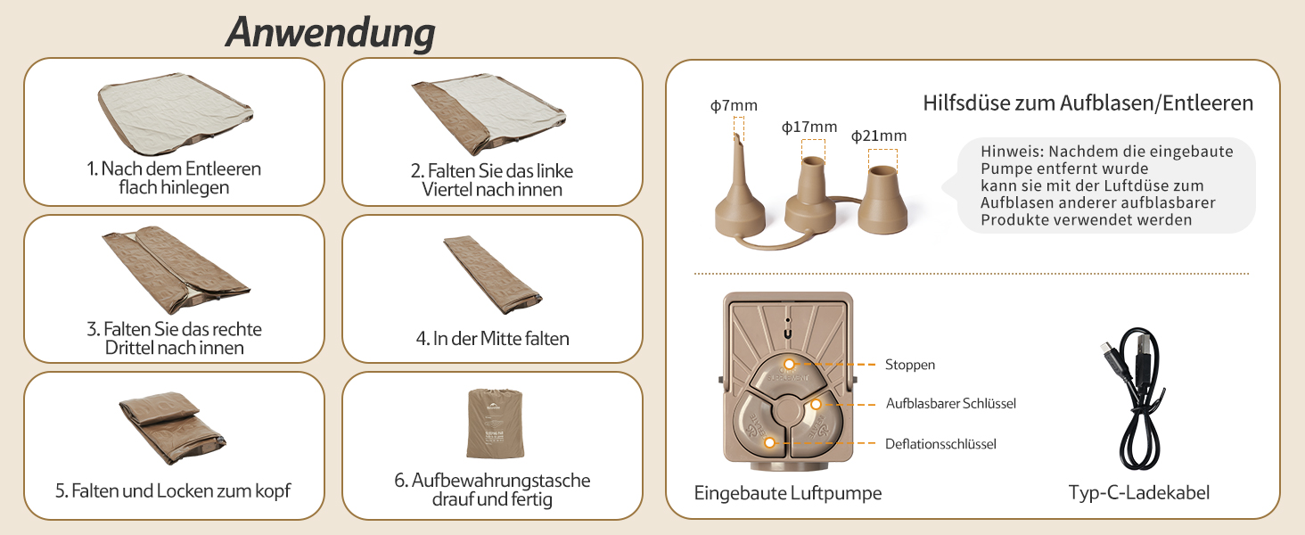 Надувний матрац Naturehike 2 персони з електричним насосом, 200x150x25 см, самонадувний, преміум-якість, для кемпінгу та дому