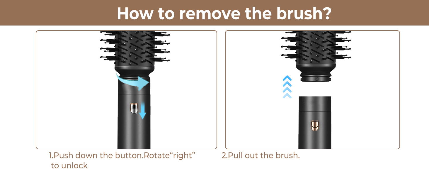 Фен-щітка 5-в-1 Airstyler Pro 1000W з регулюванням напрямку повітря, іонізація, для створення об'єму, локонів та укладки волосся (сірий)