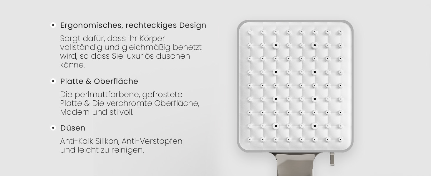 Душова лійка Newentor зі шлангом 1,5 м, високий тиск, 6 режимів, срібна (з золотим душовим краном)