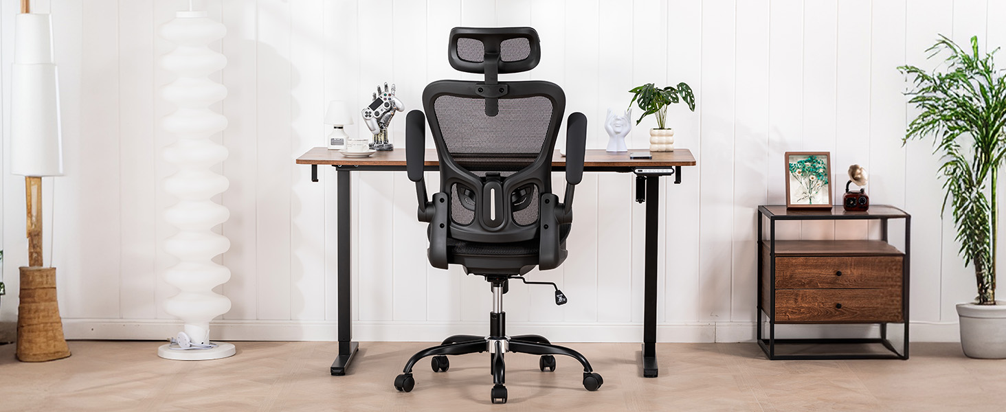 Офісний крісло GTPLAYER Ergonomic з регульованою підголівником, підлокітниками та поперековою підтримкою, функція гойдання, сітка, чорний, 150 кг