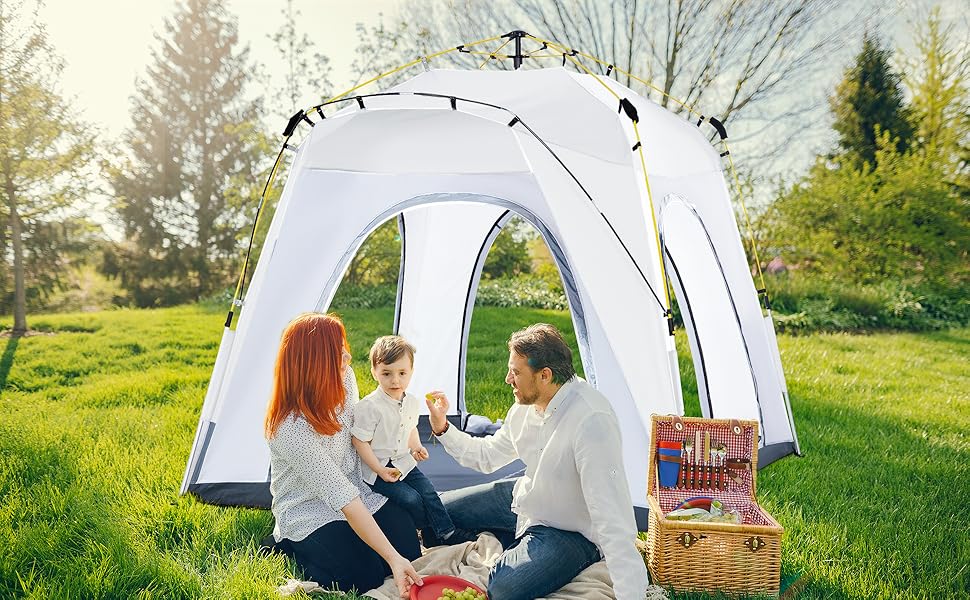 Намет Outsunny Pop-Up для 3 осіб, сірий: кемпінговий намет з UV 50+ захистом, 4 двері, водонепроникність 1000 мм