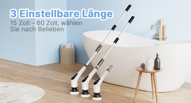 Electric Cleaning Brush, 8 in 1 Electric Cleaning Brush with Interchangeable Drill Brush Heads, Mop Set, Electric Scrub Brush with Adjustable Handle for Bathroom, Kitchen, Car, Floor