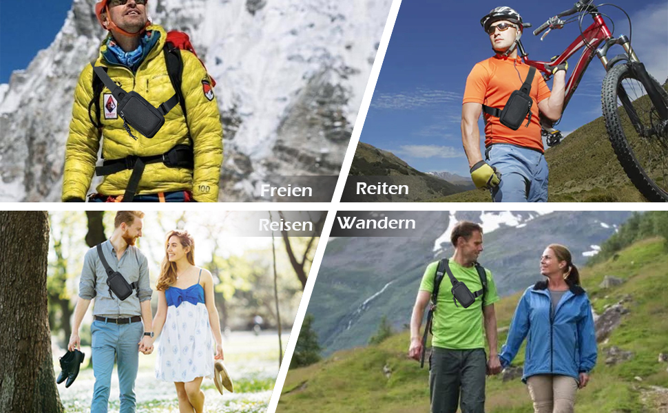 Чоловіча та жіноча поясна сумка-рюкзак для телефону, спортивна, водонепроникна, для активного відпочинку, кемпінгу, подорожей, фітнесу, велосипеду (чорна)