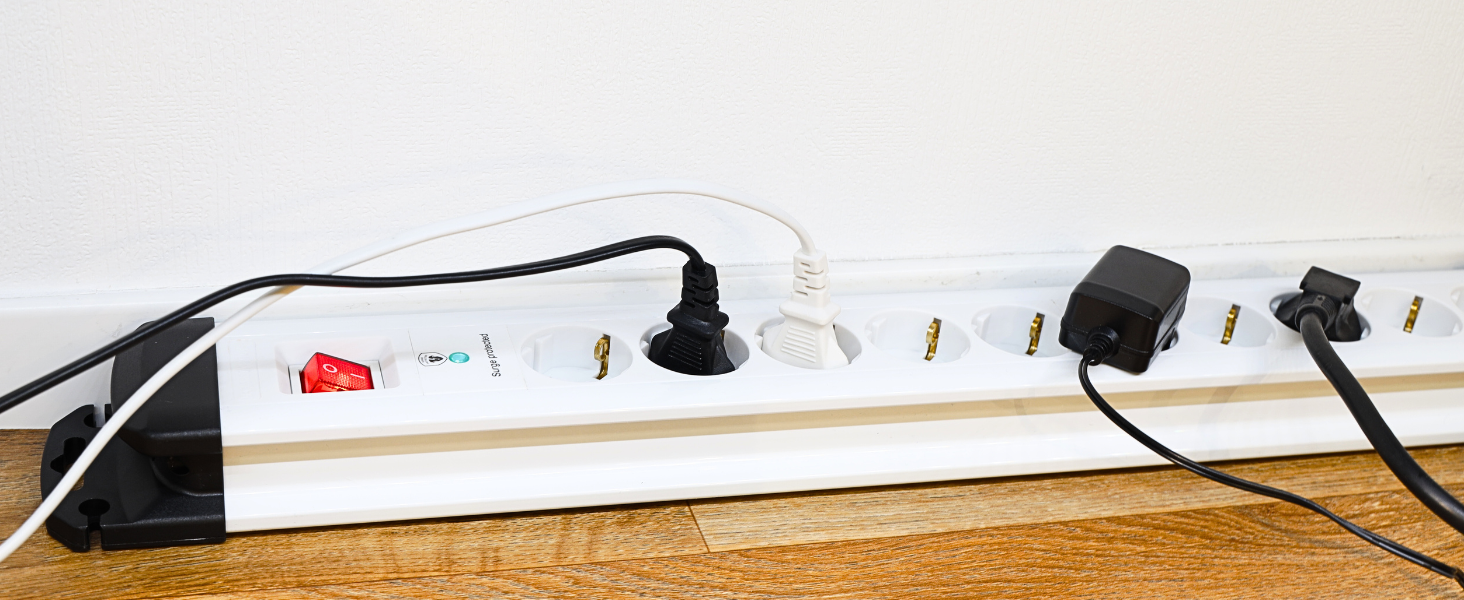 Многорозеткова смуга REV з захистом від перенапруги, 10 розеток, 2м, білий, 3680W