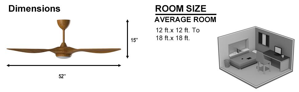 Стеляний вентилятор Reiga з підсвічуванням та пультом керування, 132 см, тихий реверсивний мотор, 6 швидкостей, таймер, регулювання яскравості та 3 колірні температури, світло-коричневі лопаті