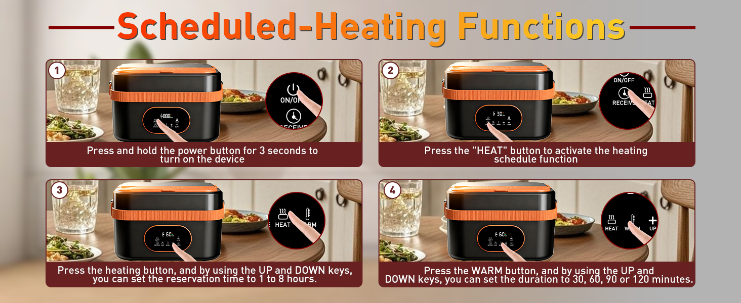 Електрична обідовниця з підігрівом 1.5L, перезаряджувана, портативна, для роботи, сім'ї, кемпінгу, офісу, подорожей, будівельних майданчиків, чорна з червоними акцентами