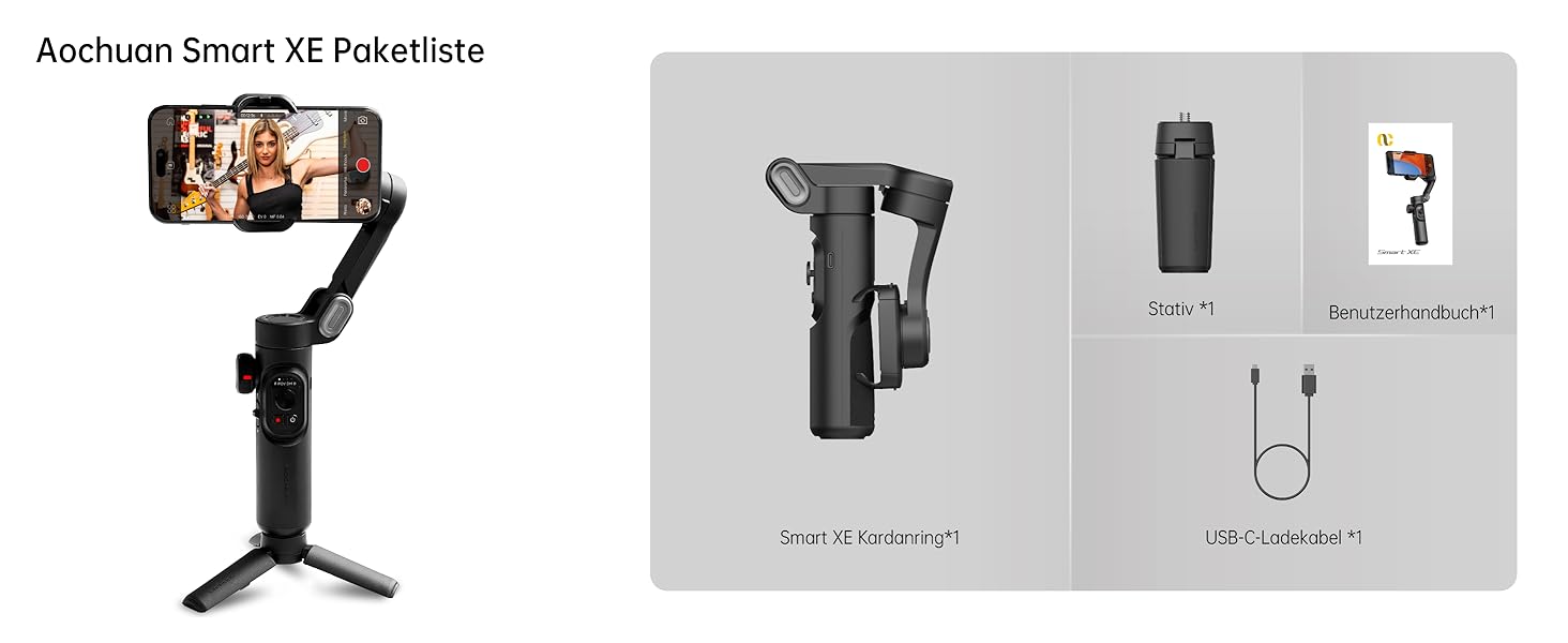 Стабілізатор для смартфона AOCHUAN 3-осьовий, складний, з фокусним колесом, для iPhone та Android, для TikTok, YouTube, Vlog