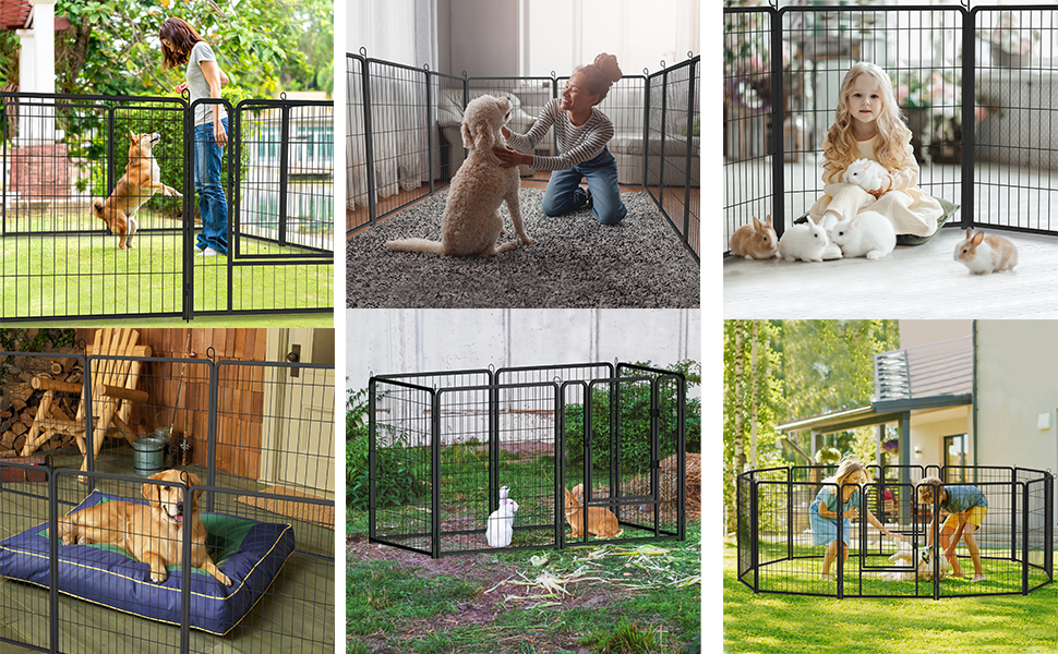 Вольєр для цуценят на 6 частин, 80 см, з 1 дверима та 5 фіксаторами, гнучкий та складаний, для дому та саду