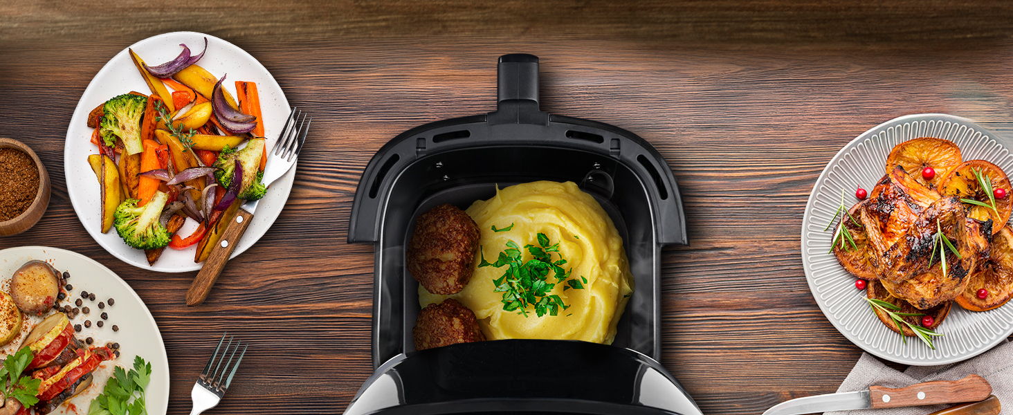 Аерофритюрниця Extralink 4.2L, 1400W з 10 функціями приготування, LED-сенсорний екран, економія енергії, 90% менше жиру