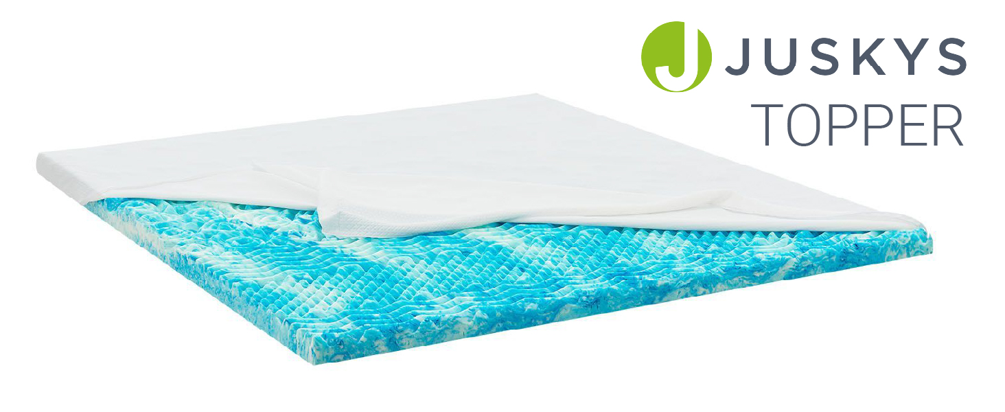 Juskys Topper 180x200 cm Memory Foam Topper, 7-Zone Orthopedic & Breathable, 7cm Height, H2 - H3 Firmness, Washable Cover - Mattress Topper, Mattress Pad