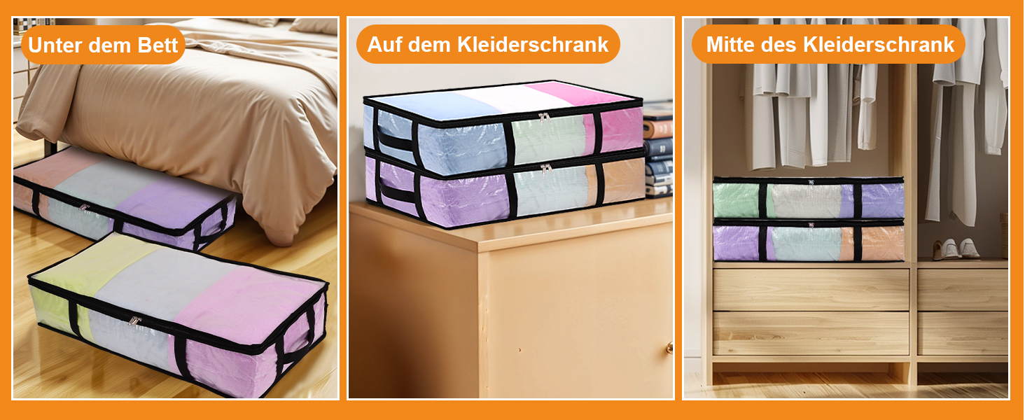 Коробки для зберігання під ліжко (4 шт) 90л з кришкою, прозорі, великі, складні, з ручками. Підходять для постільних речей, подушок, одягу.