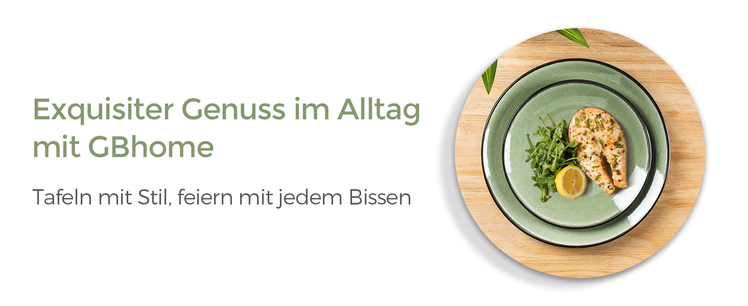 Набір посуду GBhome з реактивної глазурі для 6 осіб (18 предметів), ручної роботи, керамічний, мікрохвильова та посудомийна машина, зелений колір