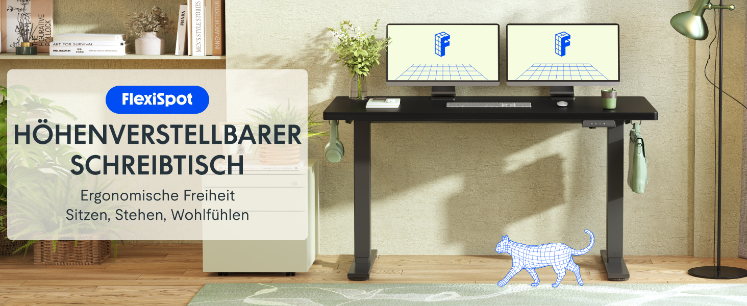 Регульований стіл FlexiSpot Basic – з органайзером кабелів, гачками та суцільною стільницею. Ергономічний стіл для дому та офісу (120x60 см, горіх) з ніжками горіх+білий (140 x 80 см, горіх+чорний)
