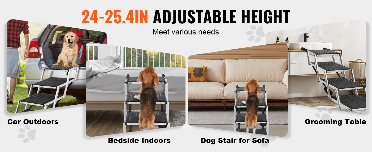 Сходинка для собак VEVOR у автомобіль: 5 сходинок, широка, складна, з антиковзким покриттям, легка алюмінієва, для авто, SUV та вантажівок (61-65 см)