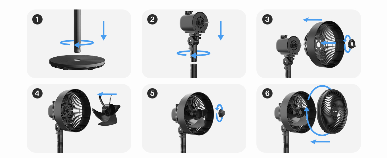 Вентилятор торнадо PELONIS з дистанційним керуванням, сенсорним дисплеєм, 3D циркуляцією, тихий (36.5dB), потужний (10м повітряний потік), регульована висота (60/111см), 4 швидкості з таймером, знімний захисний гріт, поворотний, 76см, чорний