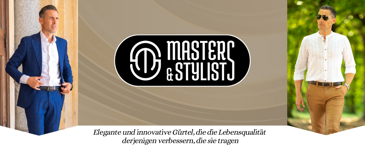 Чоловічий шкіряний ремінь Masters & Stylists з автоматичною пряжкою, коричневий/чорний, ширина 3,1 см, довжина 110/120 см, з подарунковою коробкою