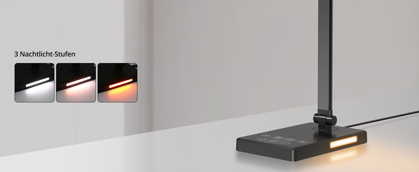 iVict LED лампа для столу з регульованими Swing Arms, 5 режимів, сенсорне керування, таймер, USB-порт, пам'ять, для дітей, білий колір