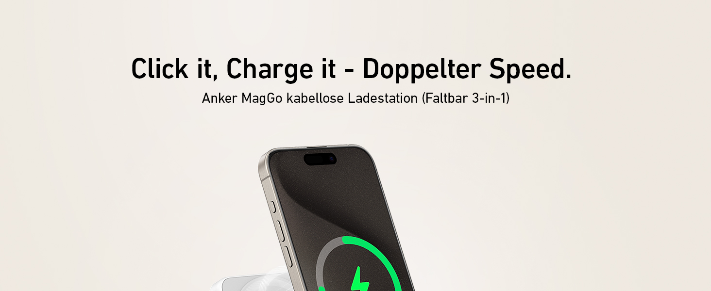 Anker MagGo 3-в-1 Бездротова Зарядна Станція Qi2 15W, Сумісна з MagSafe, для iPhone 17/16/15/14, Apple Watch 9, AirPods (з USB-C адаптером 40W) - Біла