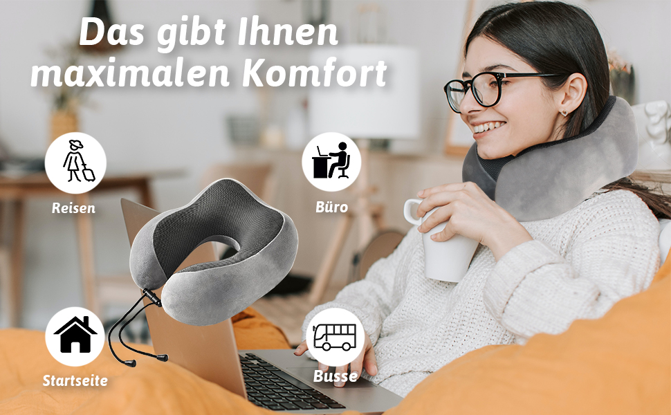 Подушка для шиї Poligono для подорожей: м'яка, комфортна, з піною з пам'яті, компактна, блакитна