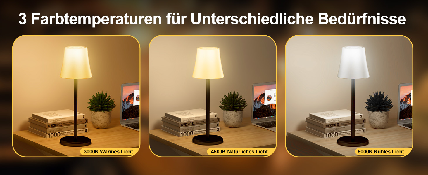 Бездротова LED лампа Suright для столу з регулюванням яскравості, 3 кольори + RGB, сенсорне керування, водонепроникність IP54, для ресторану, спальні, вечірки, кемпінгу, кав'ярні