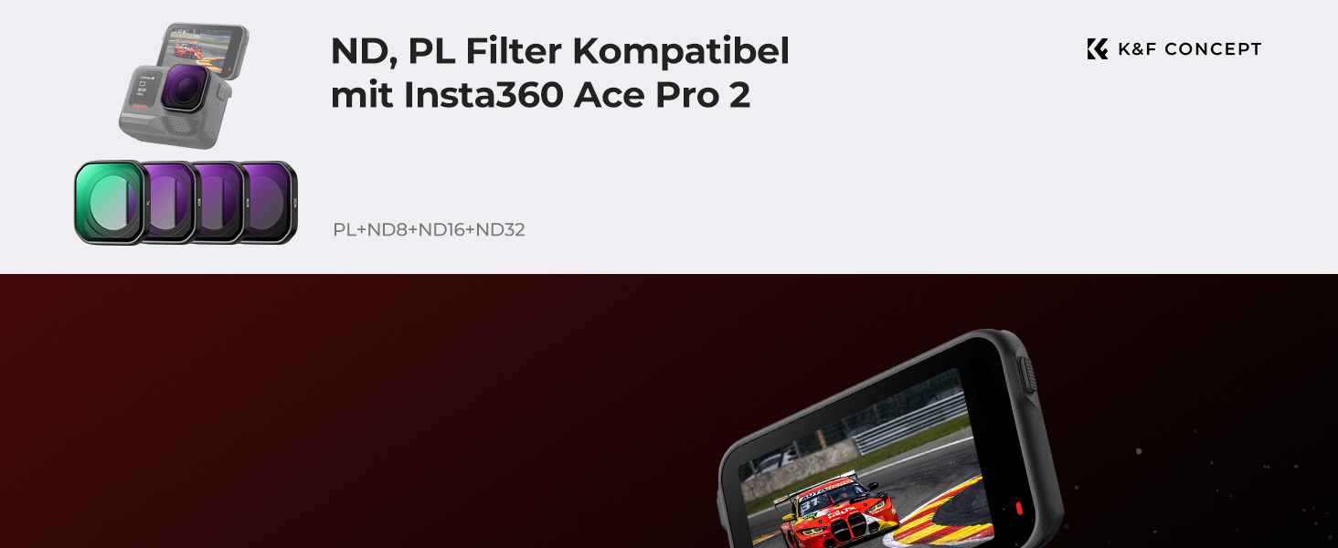 Набір фільтрів K&F CONCEPT ND+PL для Insta360 Ace Pro 2: нейтральні та поляризаційні фільтри, оптика HD, багатошарове покриття (ND8+ND16+ND32+PL)