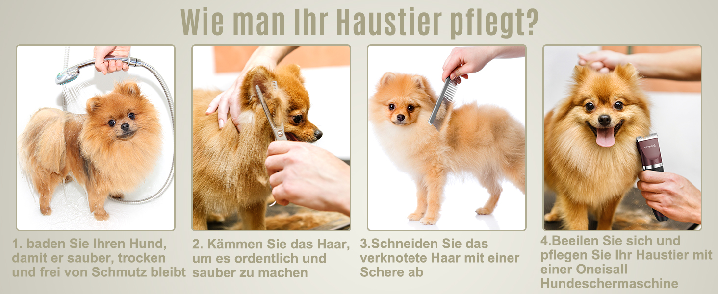 Oneisall Cordless Pet Hair Trimmer - Professional Dog & Cat Grooming Clippers - Electric Hair Trimmer Set with Pink Design