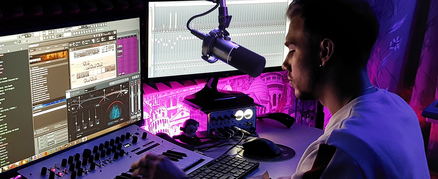 MAONO PD200XS: XLR/USB мікрофонний комплект для подкастів, стрімінгу та запису звуку (чорний)