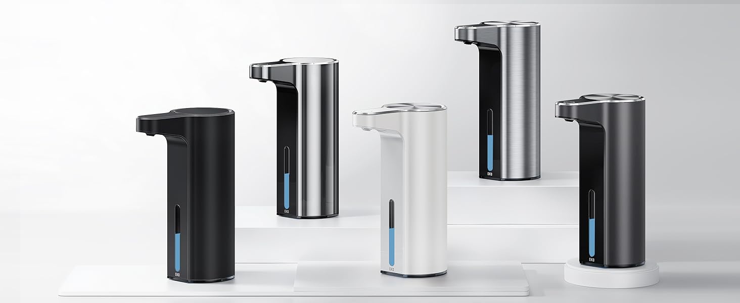 Automatic Soap Dispenser with Window - Infrared Sensor, 250ml, USB Rechargeable, Waterproof, Adjustable Dosage, Drip-Free, for Kitchen & Bathroom - Matte Black
