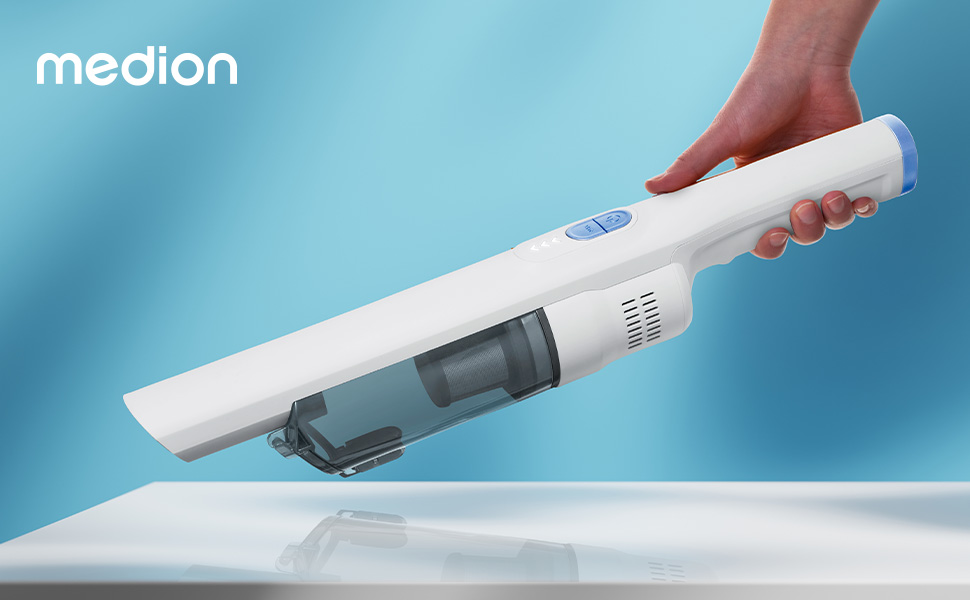 MEDION MD11515: Бездротовий акумуляторний пилосос 2-в-1 (білий) з насадкою для підлоги та трубою, BLDC мотор, HEPA 13 фільтр, 20 kPA, станція зарядки