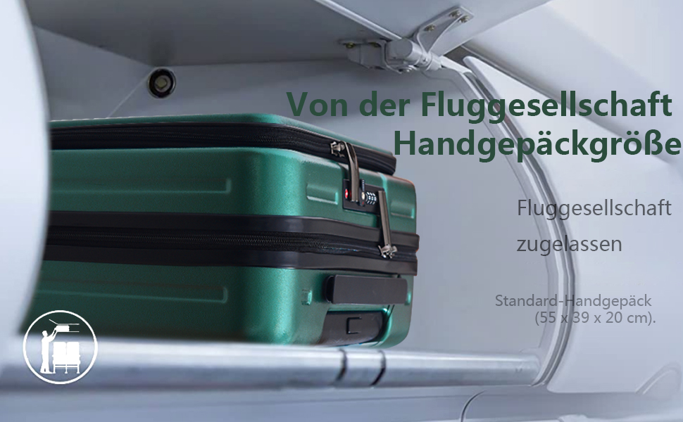 Набір валіз TydeCkare 3-в-1 (55/66/76 см) з TSA замком, зелений. Включає ручну валізу з відділенням для ноутбука (34л, 55x39x20 см), середній (65л) та великий (101л) валіза.