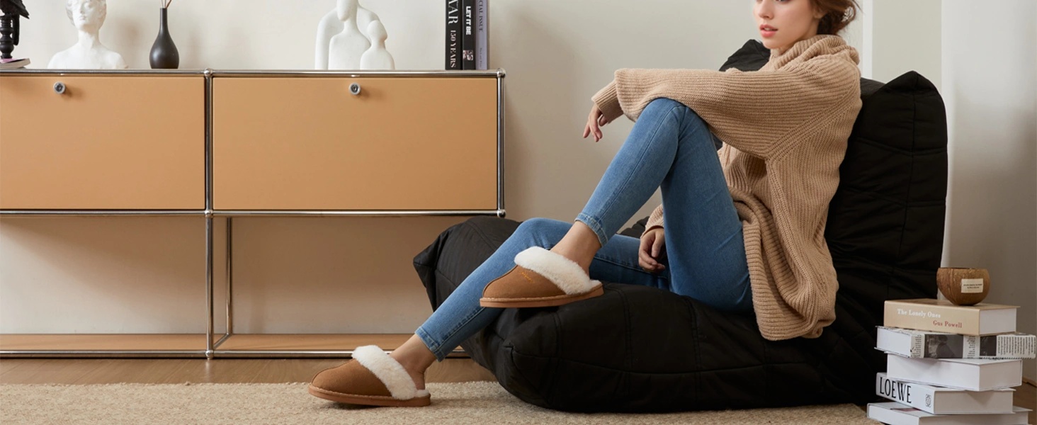 Домашні тапочки жіночі та чоловічі зимові теплі з синтетичного хутра, ламіно, штучного хутра, плюшу, пуху, м'які, нековзні, пантолетти для дому та вулиці, 38.5/40 EU, світло-коричневі