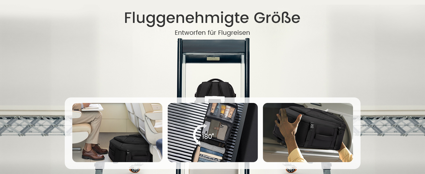 LOVEVOOK Рюкзак ручної поклажі 40L, великий розширюваний туристичний рюкзак для чоловіків, рюкзак для ноутбука 17 дюймів, валіза-рюкзак, ручна поклажа для подорожей, чорний