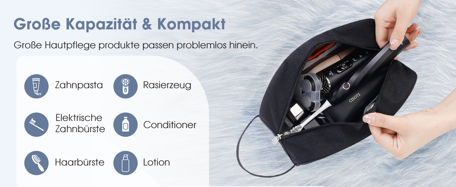 Чоловічий туалетний набір Narwey: водонепроникна, міцна косметичка для подорожей з багатьма відділеннями (чорний)