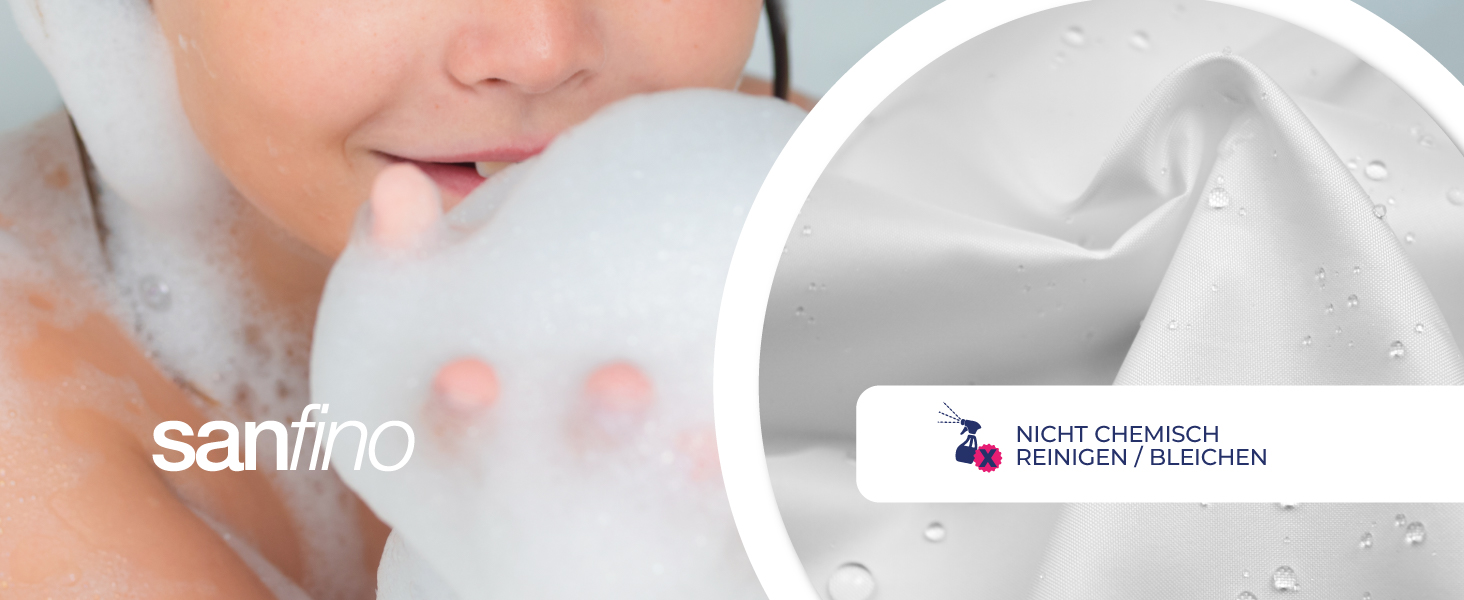 Штора для душу 180x200 см Grey Splash: Водонепроникна текстильна штора з антибактеріальним покриттям та кільцями (12 шт.) - Сірий