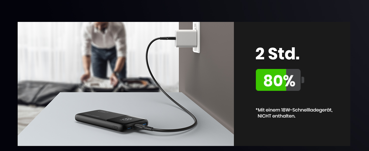 Power Bank INIU, 10000mAh, Швидка зарядка USB-C, PD3.0 QC4.0, Сумісний з iPhone, Samsung, iPad, Чорний