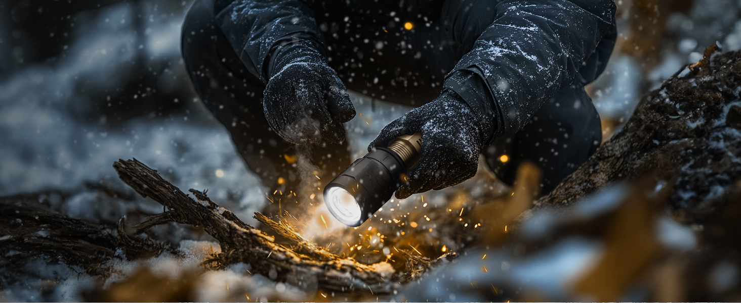 Ліхтар налобний LED Skyfire 900000 Люмен з лінзою для розпалювання вогню, USB-зарядка, 4 режими яскравості, Zoom, для кемпінгу, надзвичайних ситуацій та походів (чорне золото)