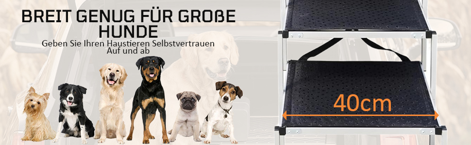 Східці для собак великих порід - автосходинки для собак з 4 ступенів, складані, алюмінієві, до 75 кг