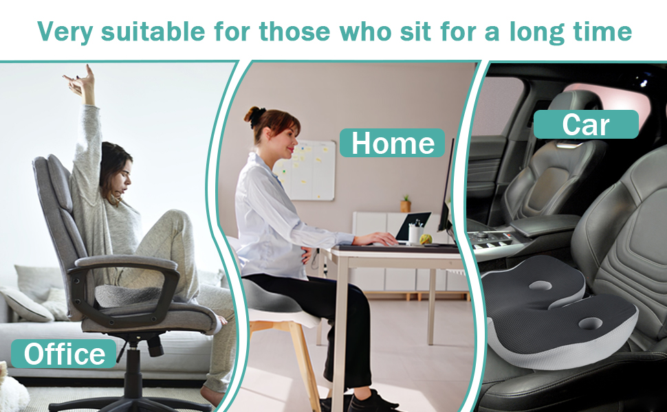 Подушка для сидіння з піною з пам'яті, ергономічна ортопедична подушка для офісного крісла, подушка для сидіння з піною з пам'яті, подушка для куприка з регульованою шириною для офісу/автомобіля, знімає біль в сідниці (темно-сірий)