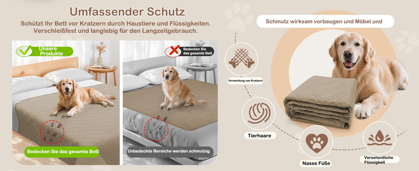 Водонепроникний килимок для собак Gyuro, двосторонній, міцний, для дивану та ліжка, прання дозволено, для собак та котів (Темно-хакі + Хакі, 77 x 178 см)