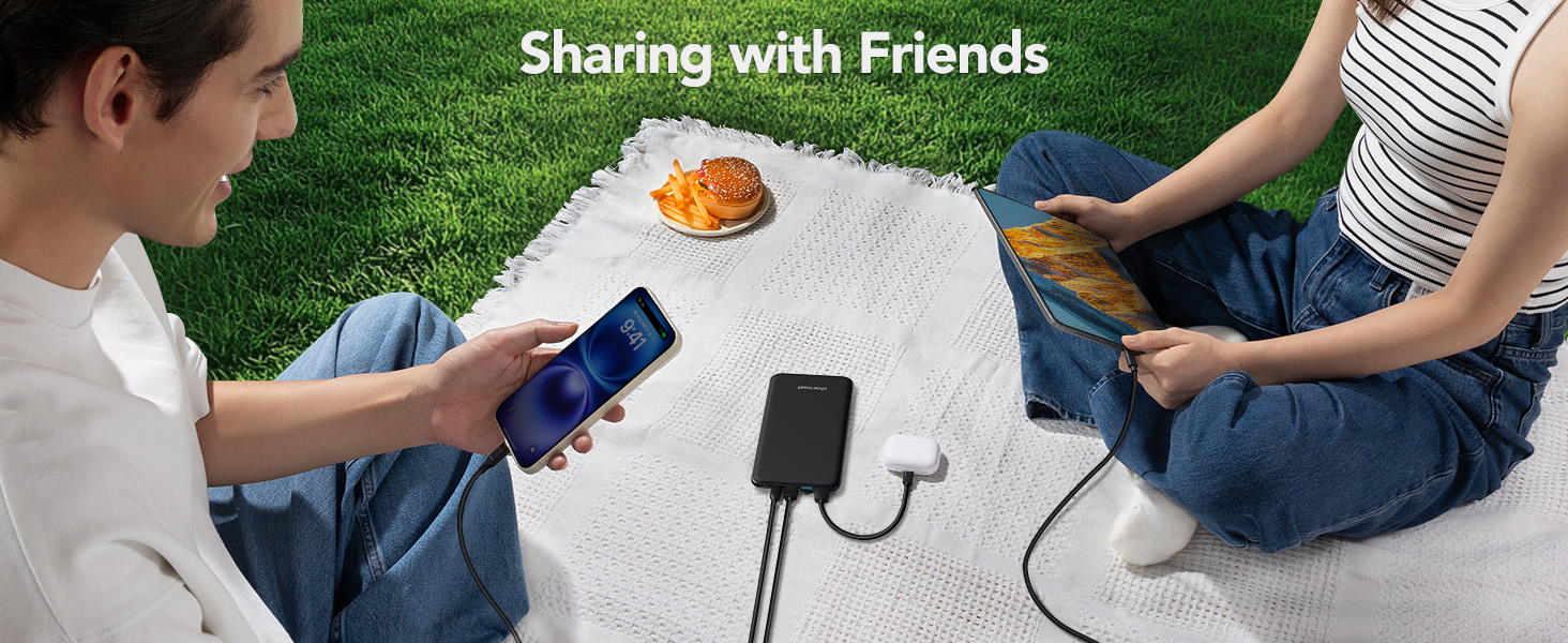 Power Bank Charmast 26800mAh з 4 виходами та 3 входами, USB-C, для iPhone, iPad, Samsung, чорний