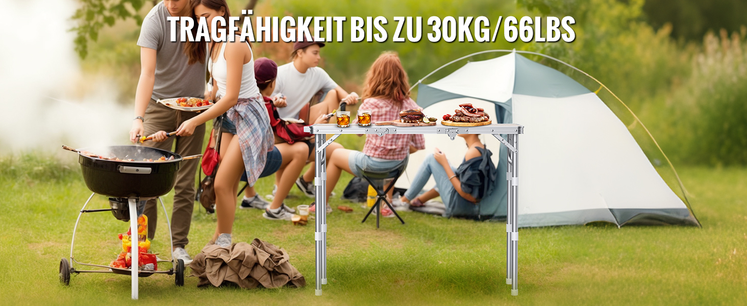 Складаний туристичний стіл Garllen 87x40 см, 3 положення висоти (26/48/70 см) - для кемпінгу, пікніка, саду, грилю
