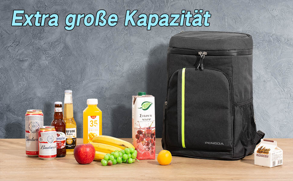 Рюкзак-холодильник PENGDA 30L - ізольований рюкзак для пікніка, кемпінгу, BBQ та подорожей. Чорний.