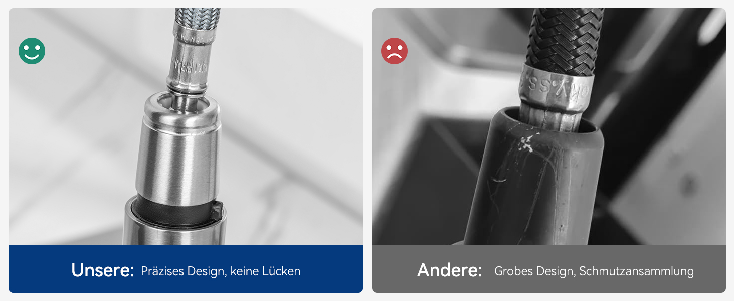 Змішувач кухонний CECIPA Hochdruck, висувний, з дозатором води, чорний, нержавіюча сталь, 360° поворот, ×207B (L-подібний, для високого тиску)