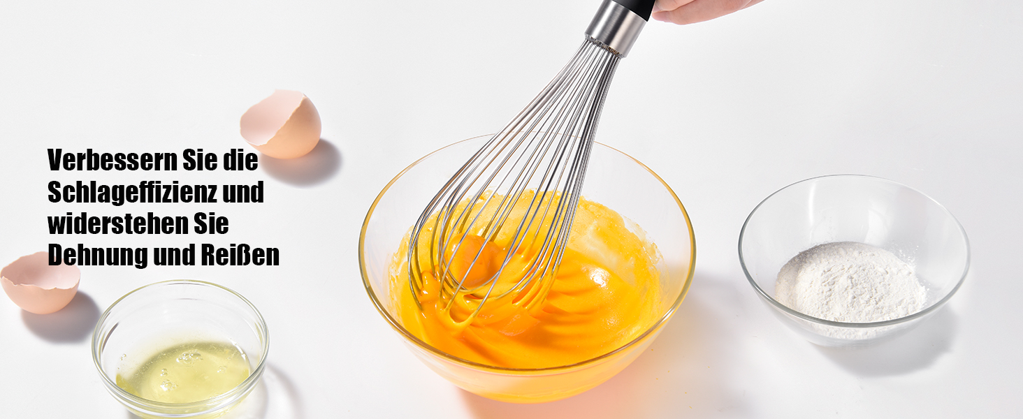 Міксер ручний кухонний Doosu 30см, з нержавіючої сталі 18/8, 12 гнучких дротів, чорний