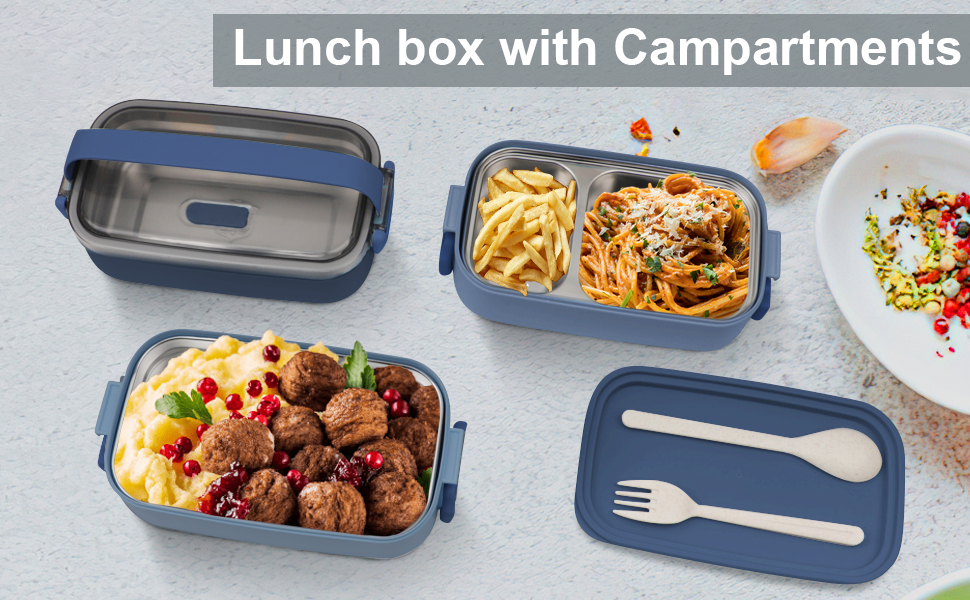 Ланчбокс Brotdose 3-ярусний для дорослих, 2200 мл, бенто-бокс з посудом, 3 відділення, BPA Free, для мікрохвильової печі, бежевий, 19.5 x 11.2 x 15 см