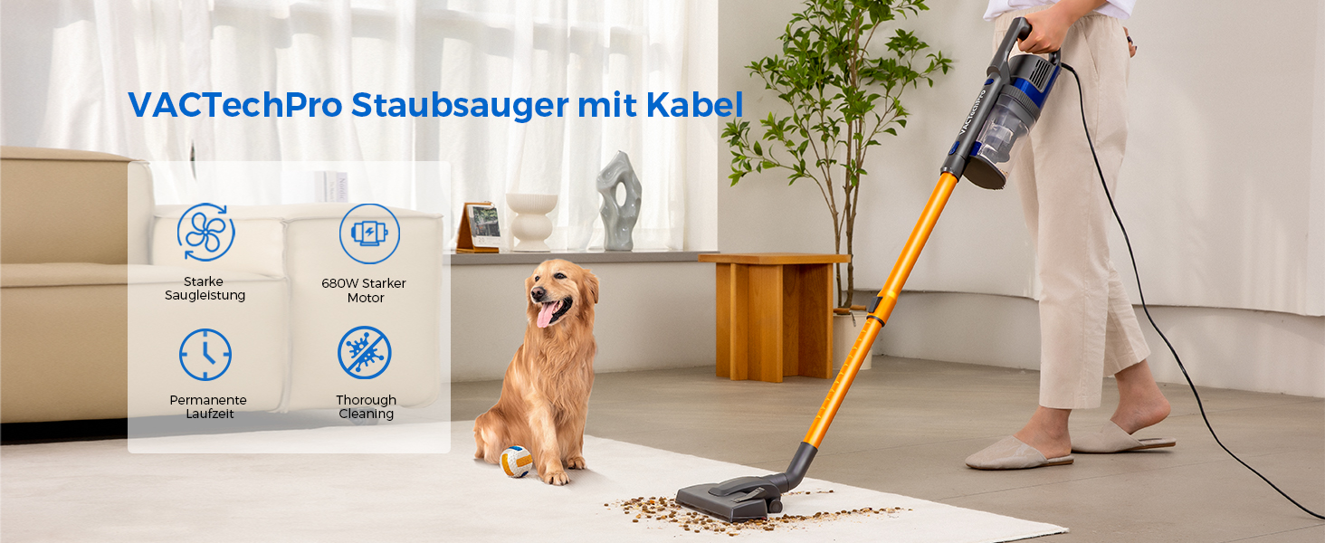 Потужний пилосос Con XL-606-60: 60KPa, 680W, 7м, контейнер 800мл, для твердих поверхонь, помаранчевий