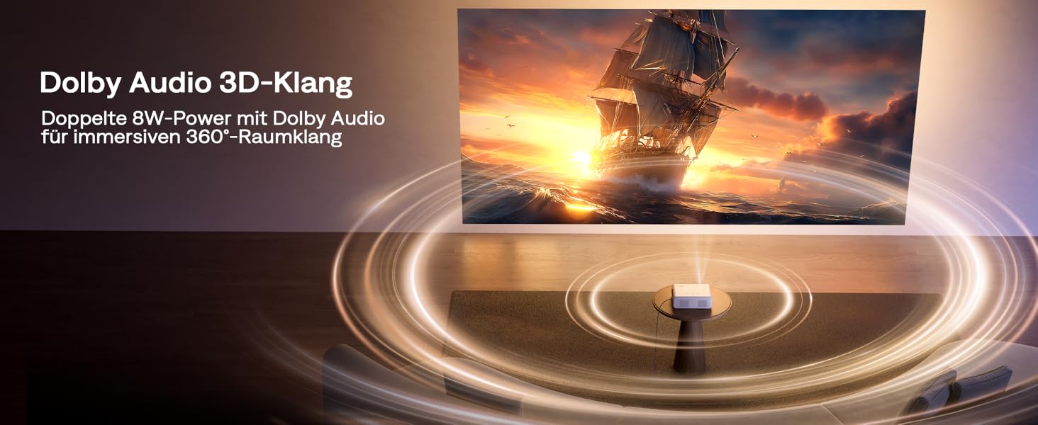 Aurzen Eazze D1 Smart Beamer: 4K проєктор для домашнього кінотеатру з WiFi, Bluetooth, автофокусом та корекцією трапецеїдальних спотворень. Підтримка Netflix, Dolby Audio, Full HD 1080P. Білий (GTV)