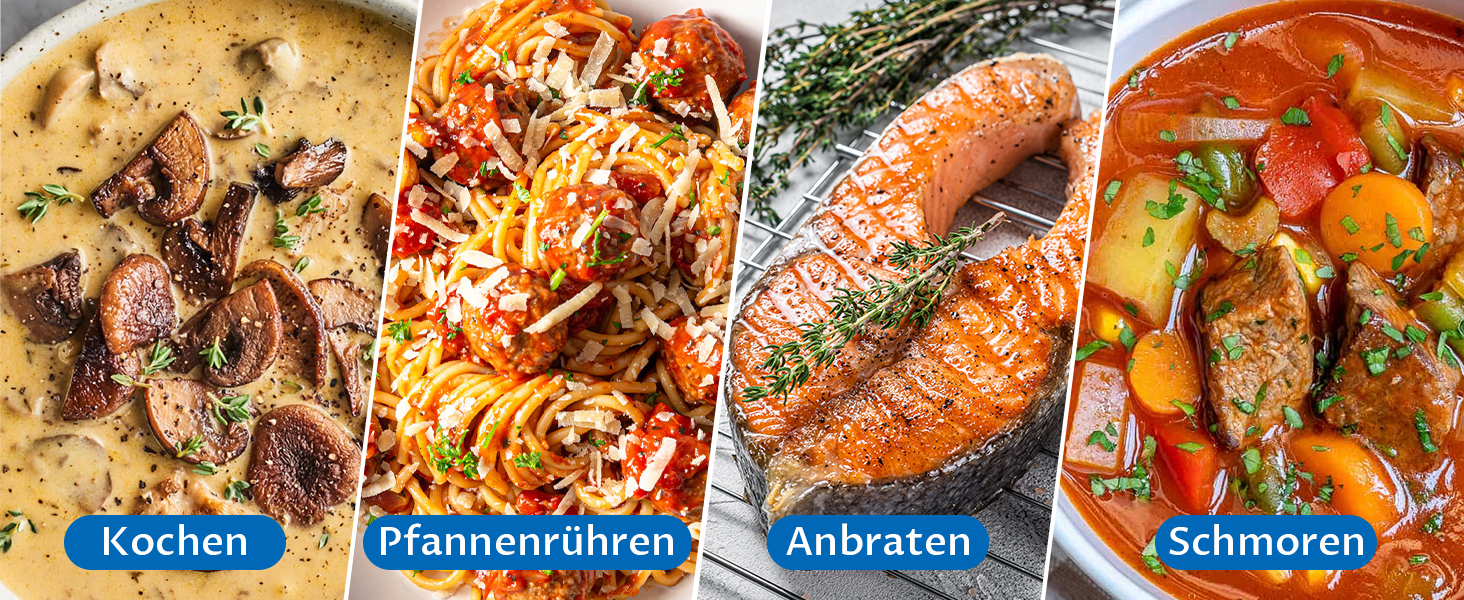 Набір посуду BEZIA індукційний 15 предметів: каструлі та сковороди з керамічним покриттям, кришки в комплекті, антипригарні, для всіх типів плит, без PFAS, легке очищення