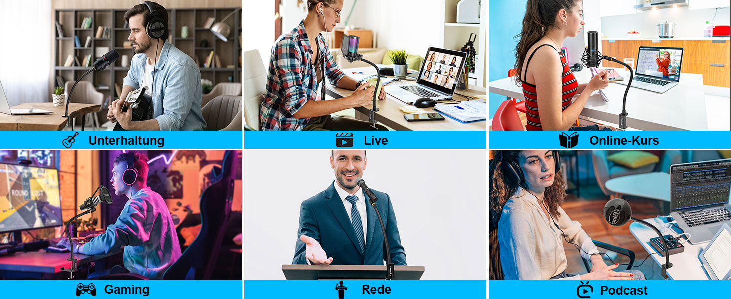 Кріплення для мікрофону Zealsound: регульований штатив-ластик з кріпленням, адаптер 3/8' - 5/8', міцна клямка для столу, сумісний з Blue Snowball, Ice, Spark, SoloCast, 13 дюймів