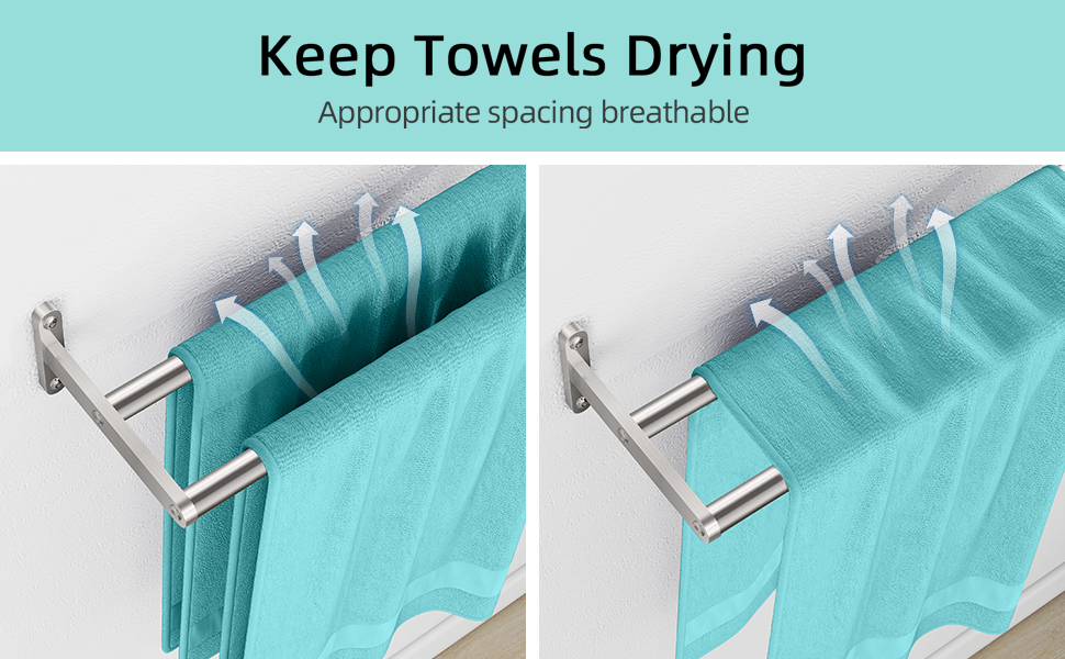 Тримач для рушників YUMORE, подвійний, 40 см, з нержавіючої сталі, для ванної кімнати та кухні, сріблястого кольору